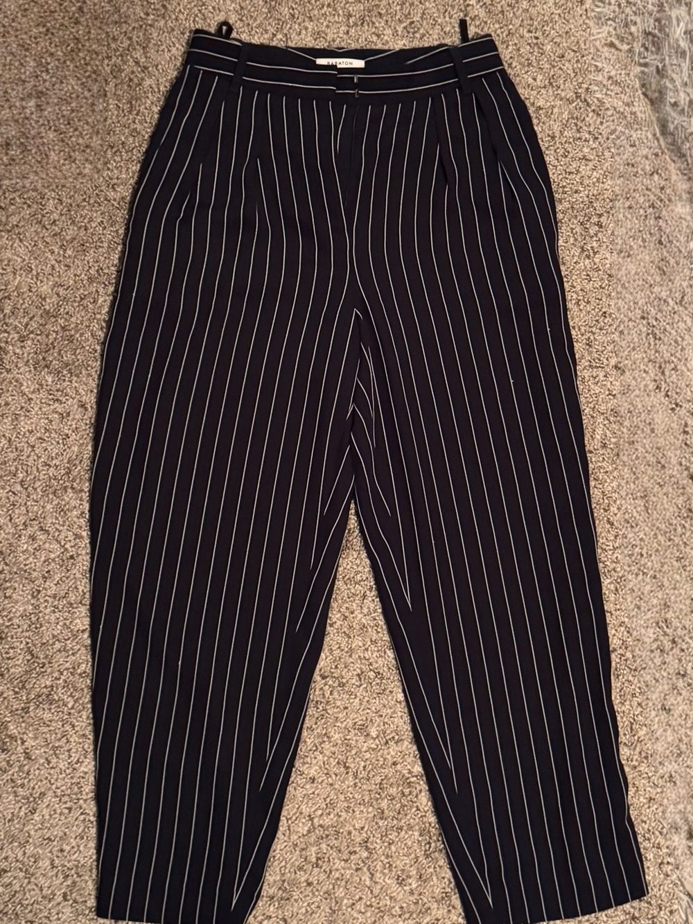 Aritzia Babaton Modesto Navy Pinstripe High Rise Ankle Dress Pants Size 0
